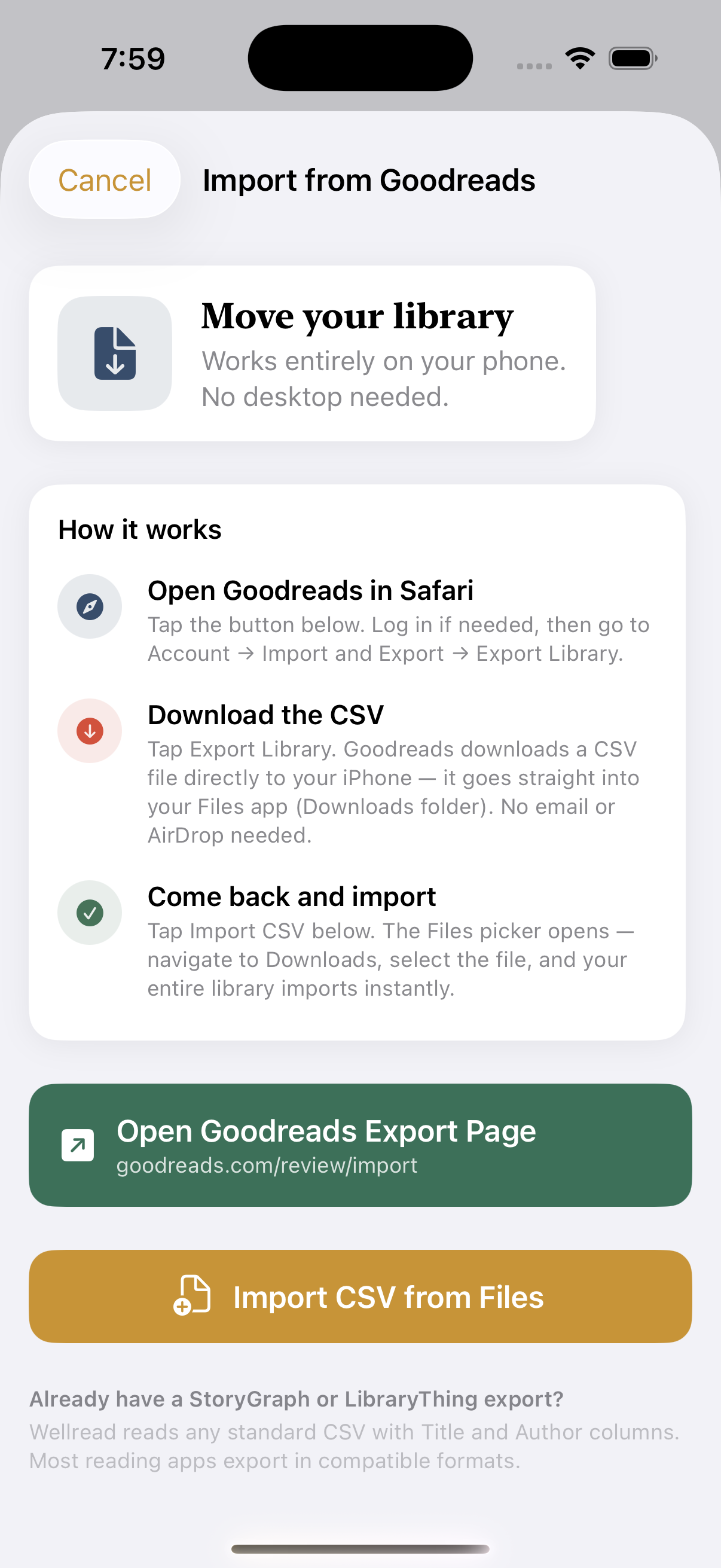 WellRead Discover Screen